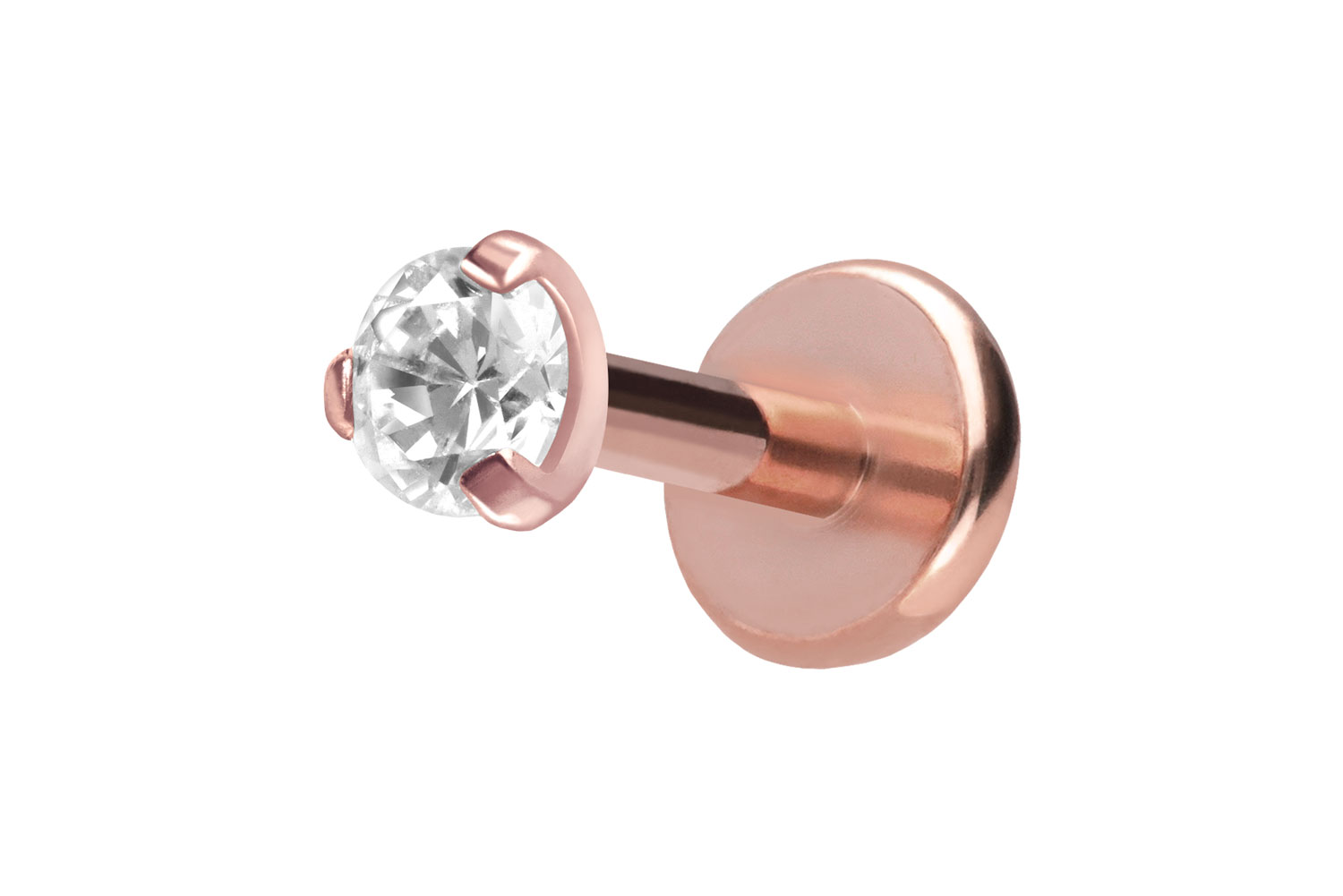 Titan Labret Piercing mit Push Fit EINGEFASSTER KRISTALL